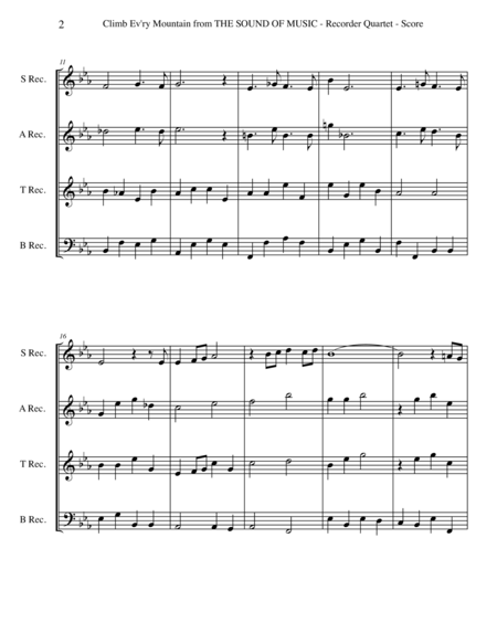 Climb Ev Ry Mountain From The Sound Of Music For Recorder Quartet Page 2