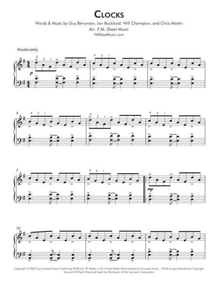 Clocks Early Intermediate G Major Page 2