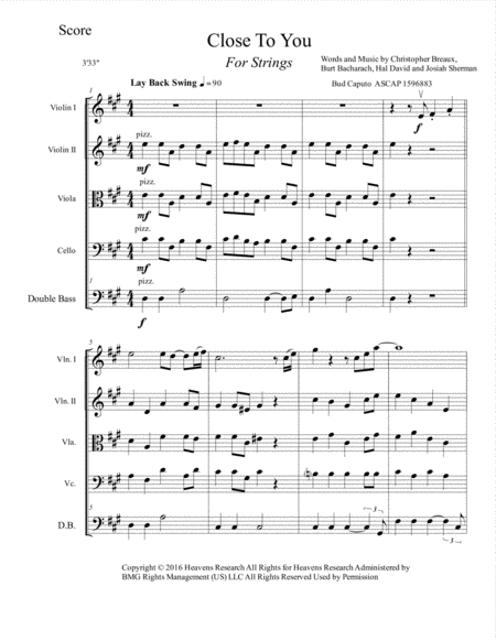 Close To You For Brass Quintet Page 2