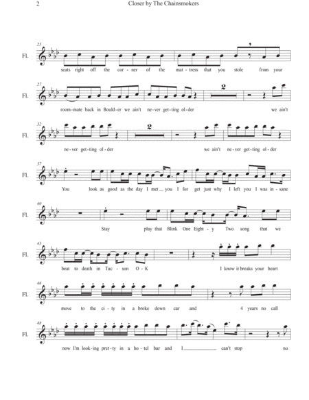 Closer By The Chainsmokers Flute Play Along Page 2