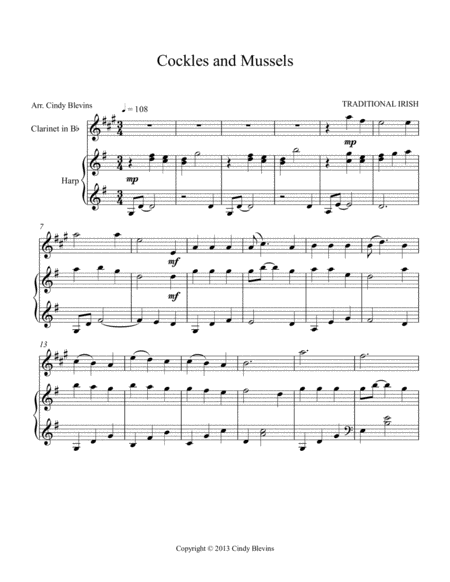 Cockles And Mussels Arranged For Harp And Clarinet Page 2