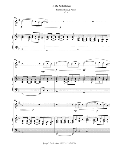 Coldplay A Sky Full Of Stars For Soprano Sax Piano Page 2