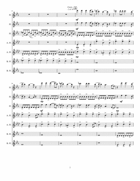 Coldplay Clocks For Flute Choir Page 2