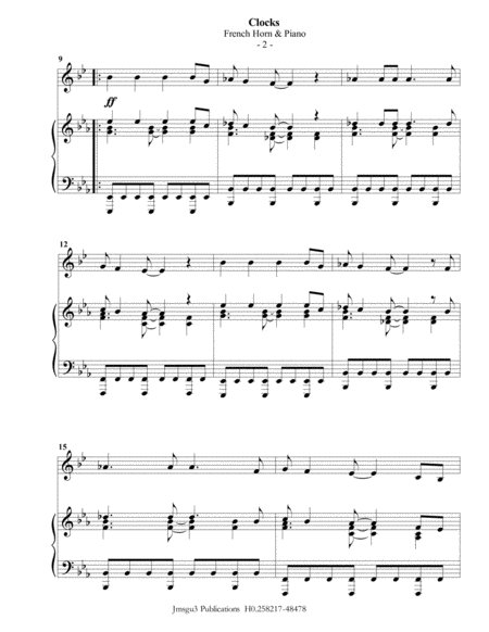 Coldplay Clocks For French Horn Piano Page 2