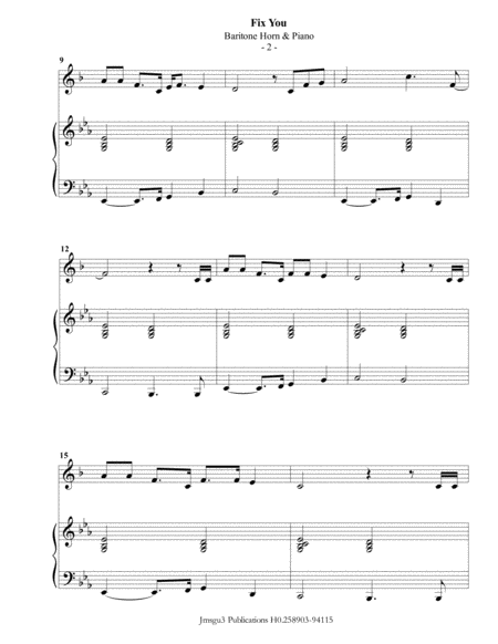 Coldplay Fix You For Baritone Horn Piano Page 2