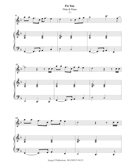 Coldplay Fix You For Flute Piano Page 2