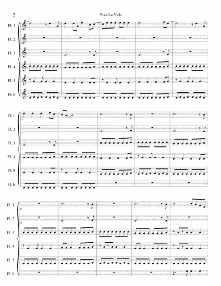 Coldplay Viva La Vida Flute Or Recorder Sextet Page 2