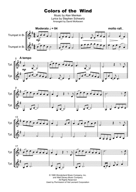 Colors Of The Wind Duet For Two Trumpets Page 2