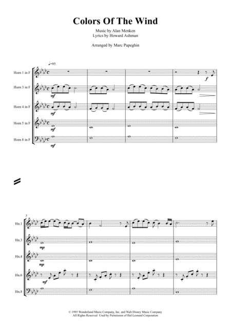 Colors Of The Wind From Pocahontas Horn Octet Page 2