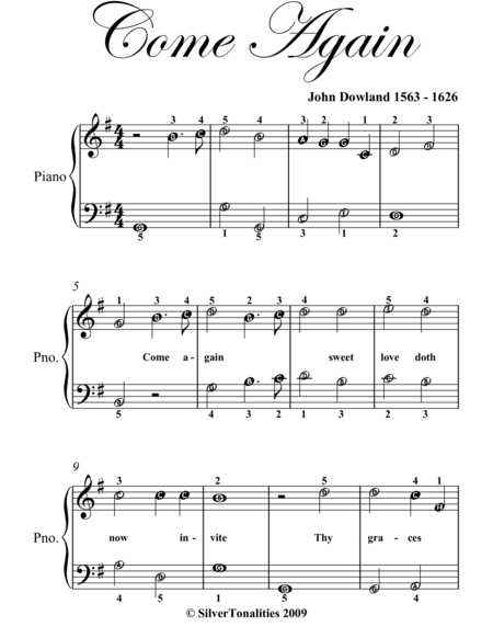 Come Again Easy Piano Sheet Music Page 2
