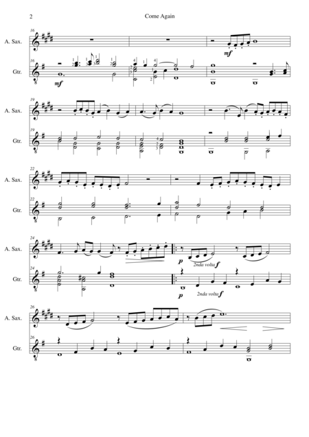 Come Again For Alto Saxophone And Guitar Page 2