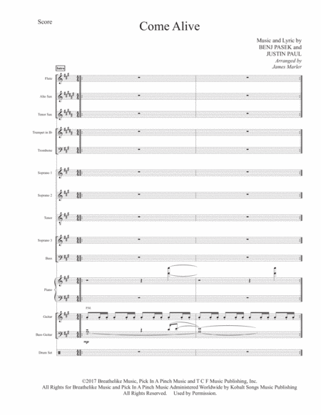 Come Alive Score And Band Parts For Satb Choir Arrangement Page 2