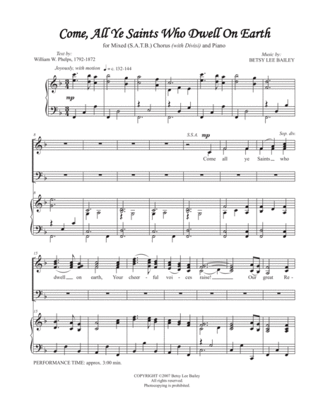 Come All Ye Saints Who Dwell On Earth Satb And Piano Page 2