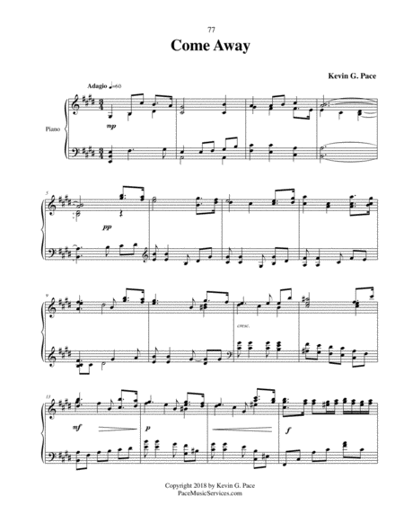 Come Away Original Piano Solo Page 2