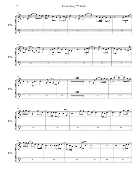 Come Away With Me Easy Key Of C Piano Page 2