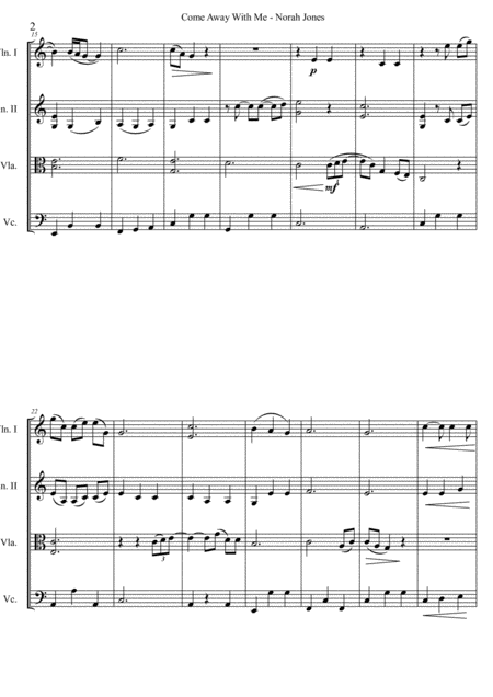 Come Away With Me Norah Jones Arranged For String Quartet Page 2