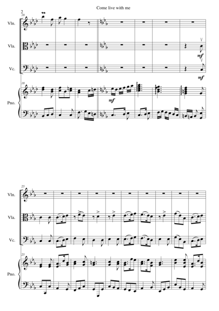 Come Live With Me For String Trio And Piano Page 2