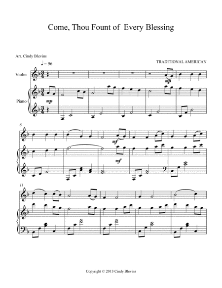 Come Thou Fount Of Every Blessing Arranged For Piano And Violin Page 2