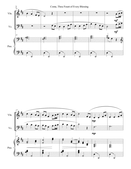 Come Thou Fount Of Every Blessing For Piano Violin Cello Page 2