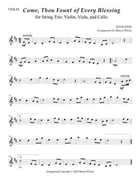 Come Thou Fount Of Every Blessing For String Trio Violin Viola And Cello Page 2
