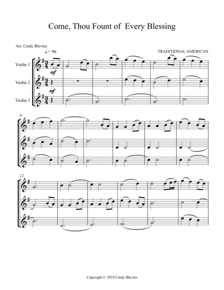 Come Thou Fount Of Every Blessing For Violin Trio Page 2