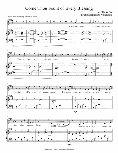 Come Thou Fount Of Every Blessing Piano And Voice Arr By The W Duo Page 2