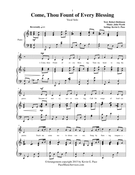 Come Thou Fount Of Every Blessing Unison Choir Or Vocal Solo With Piano Accompaniment Page 2