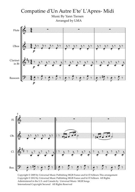 Comptine D Un Autret L Aprs Midi Woodwind Quartet Page 2