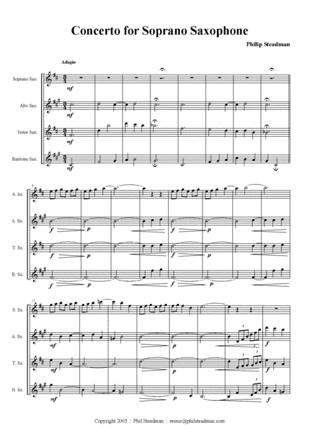 Concerto For Soprano Saxophone Sax Quartet Page 2