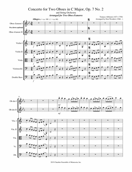 Concerto For Two Oboe D Amore In C Major Op 7 No 2 And String Orchestra Page 2