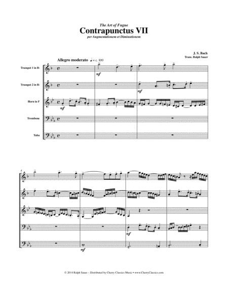 Contrapunctus Vii From The Art Of Fugue For Brass Quintet Page 2