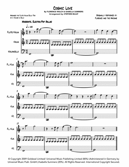 Cosmic Love Florence The Machine Arranged For Flute Violin Cello Trio Or String Trio Page 2