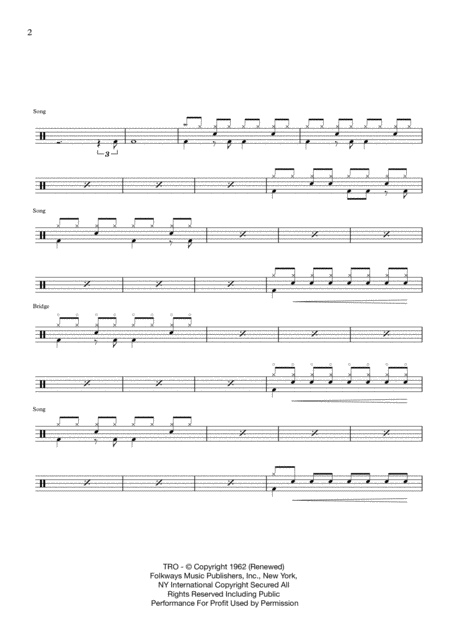 Cotton Fields The Cotton Song By Creedence Clearwater Revival Highwaymen Led Belly Ccr Drum Score Page 2