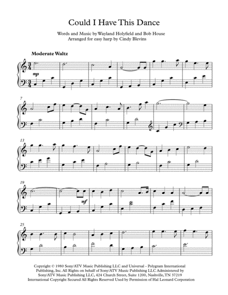 Could I Have This Dance Arranged For Easy Harp Page 2