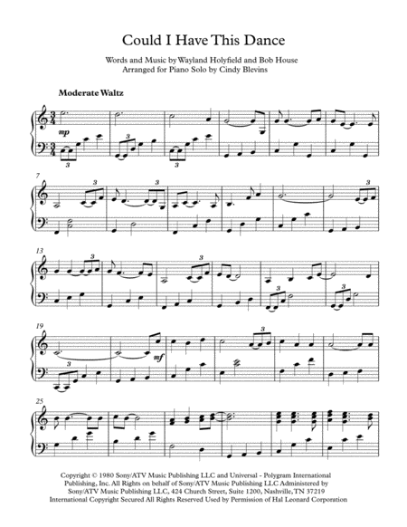 Could I Have This Dance Arranged For Piano Solo Page 2