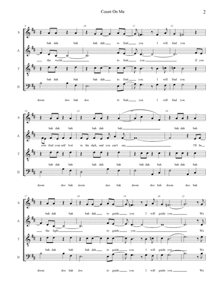 Count On Me Satb A Cappella Mixed Barbershop Quartet Pricing Page 2