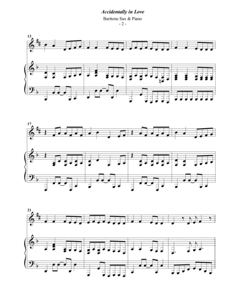 Counting Crows Accidentally In Love For Baritone Sax Piano Page 2