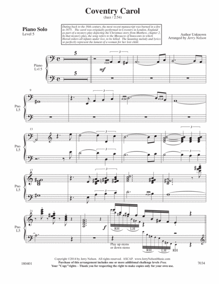 Coventry Carol 2 For 1 Piano Arrangements Levels 5 3 Page 2