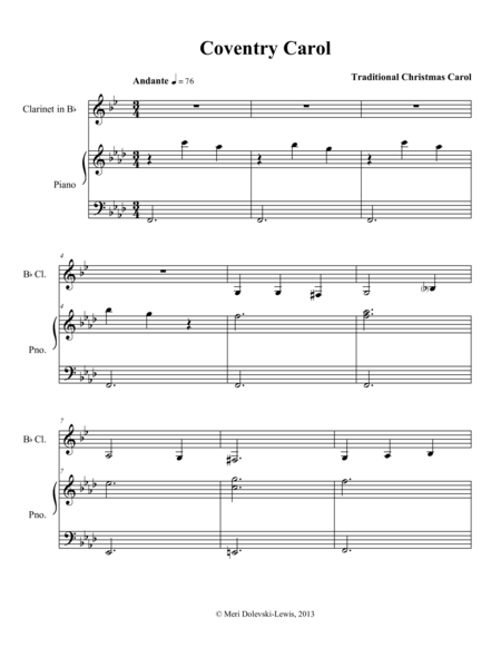 Coventry Carol Clarinet Piano Page 2