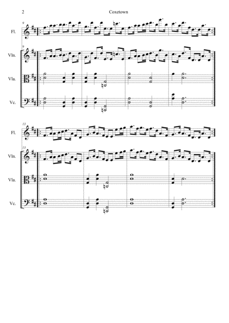 Coxetown 18th Century Tune Arranged For Flute Violin Viola And Cello Page 2