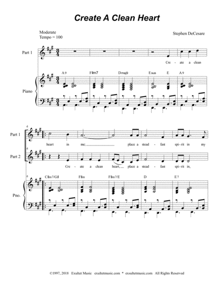 Create A Clean Heart For 2 Part Choir Page 2