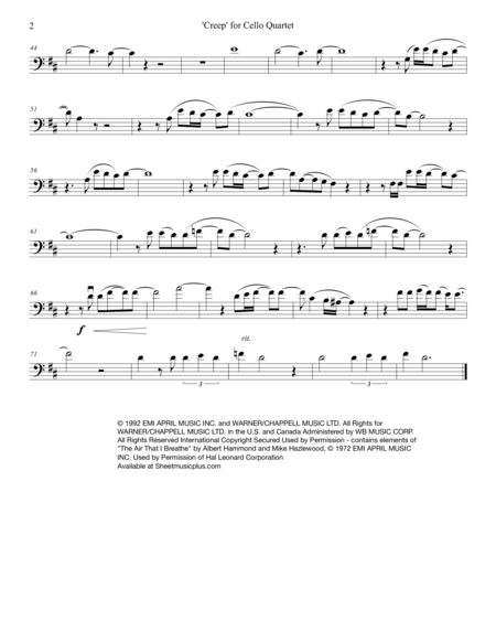 Creep For Cello Quartet Page 2