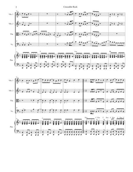 Crocodile Rock For String Quartet And Piano Page 2