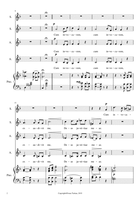 Cum Invocarem For Ssaa And Piano Page 2