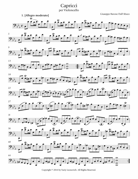 Dall Abaco Caprices For Cello Solo Urtext Page 2