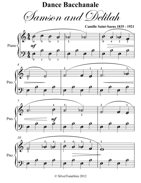 Dance Bacchanale Easiest Piano Sheet Music Page 2