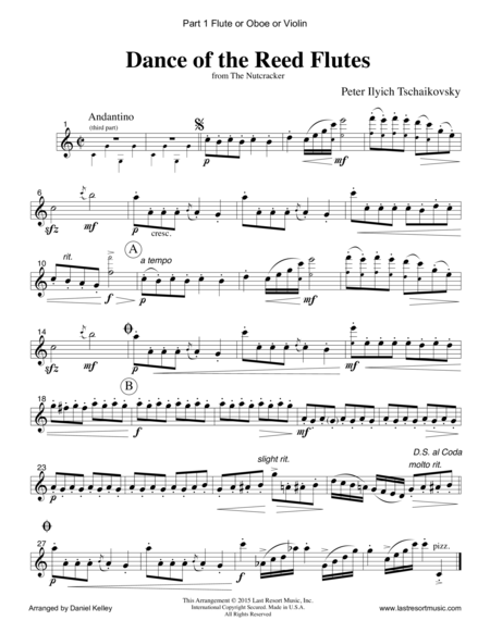 Dance Of The Reed Flutes From The Nutcracker For Piano Trio Violin Cello Piano Set Of 3 Parts Page 2