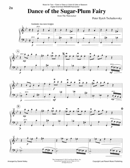 Dance Of The Sugar Plum Fairy From The Nutcracker For Violin Cello Duet Music For Two Or Flute Or Oboe Bassoon Page 2