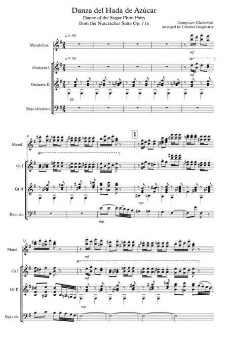 Dance Of The Sugar Plum Fairy Plucked Quartet Mandolin 2 Guitar Bass Guitar Tchaikovsky Page 2