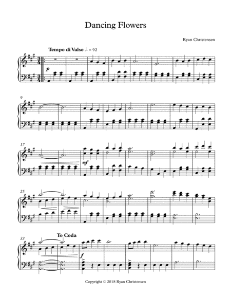 Dancing Flowers Waltz Solo Piano Page 2
